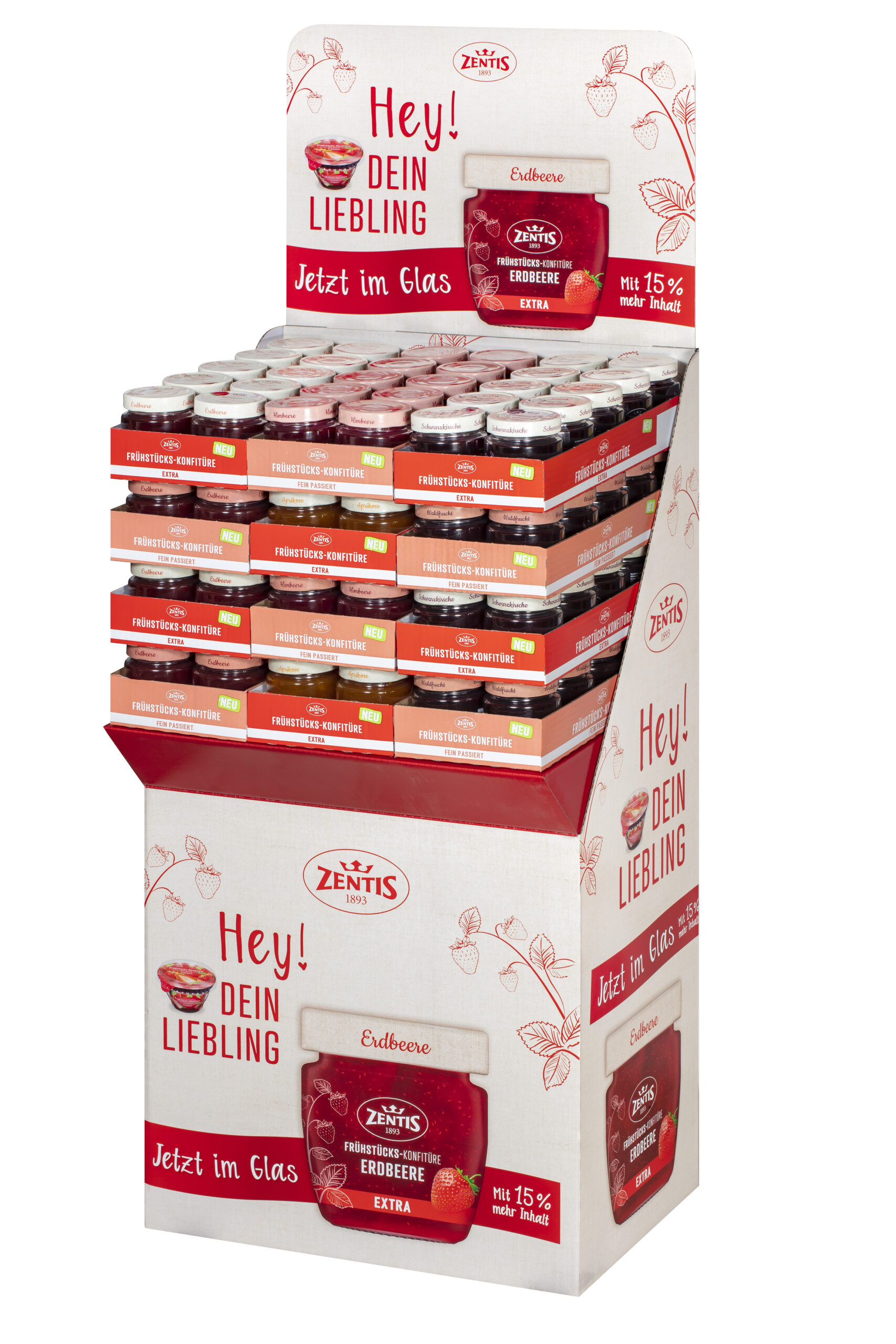 Zentis Frühstücks-Konfitüre Extra , 120er Mischdisplay 6-fach sortiert