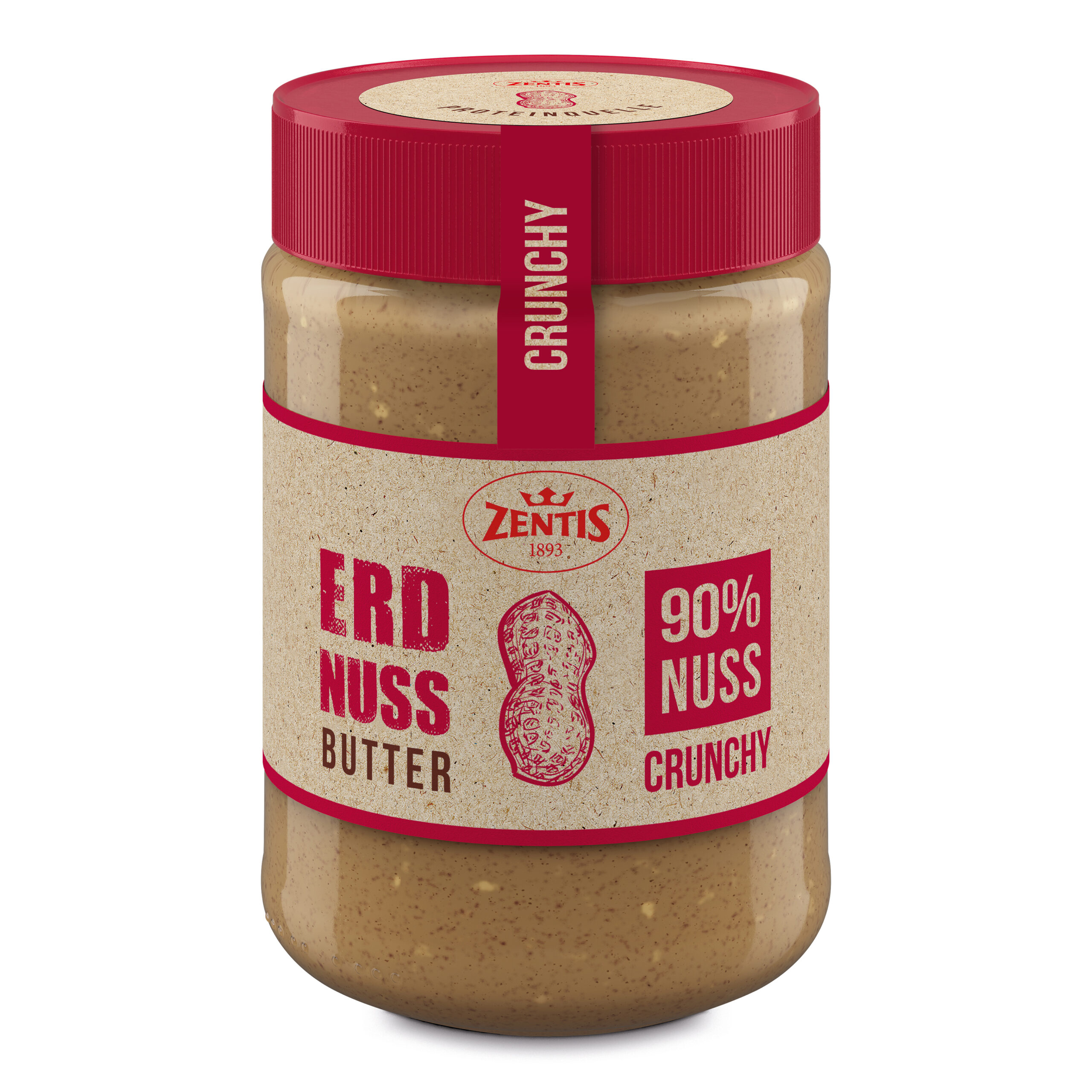 Zentis Erdnussbutter CRUNCHY 350g, 6er Tray