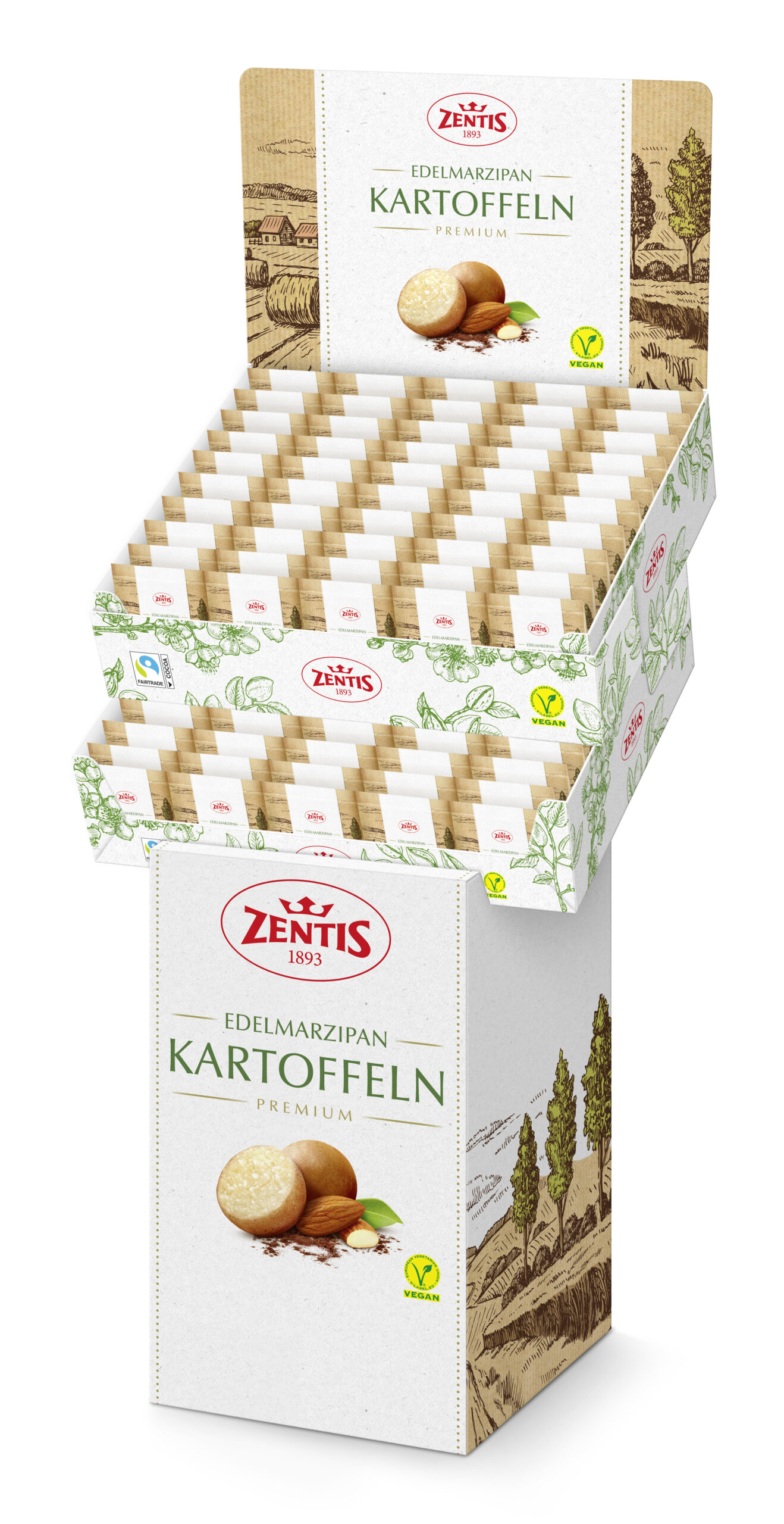 Edel-Marzipan Kartoffeln „Neue Ernte“ 100er Bodenaufsteller
