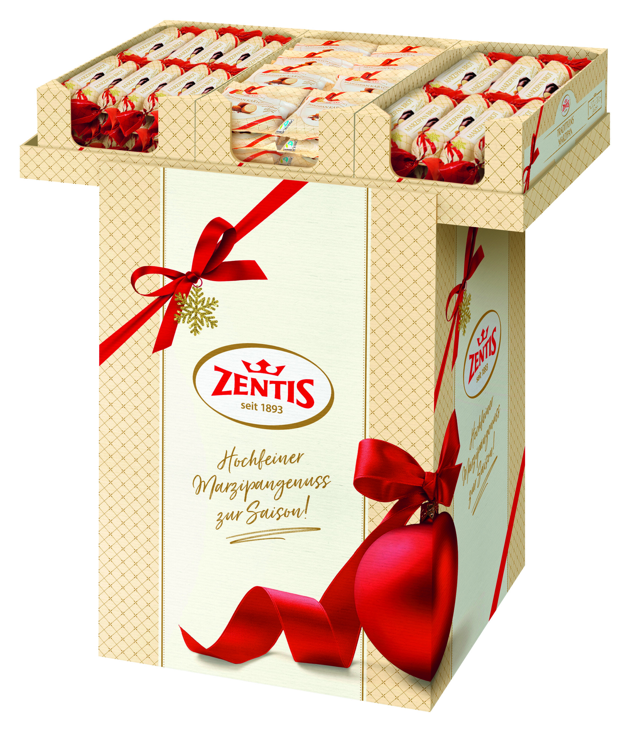 Zentis Marzipan Weihnachten, 81er Bodenaufsteller, 3-fach sortiert