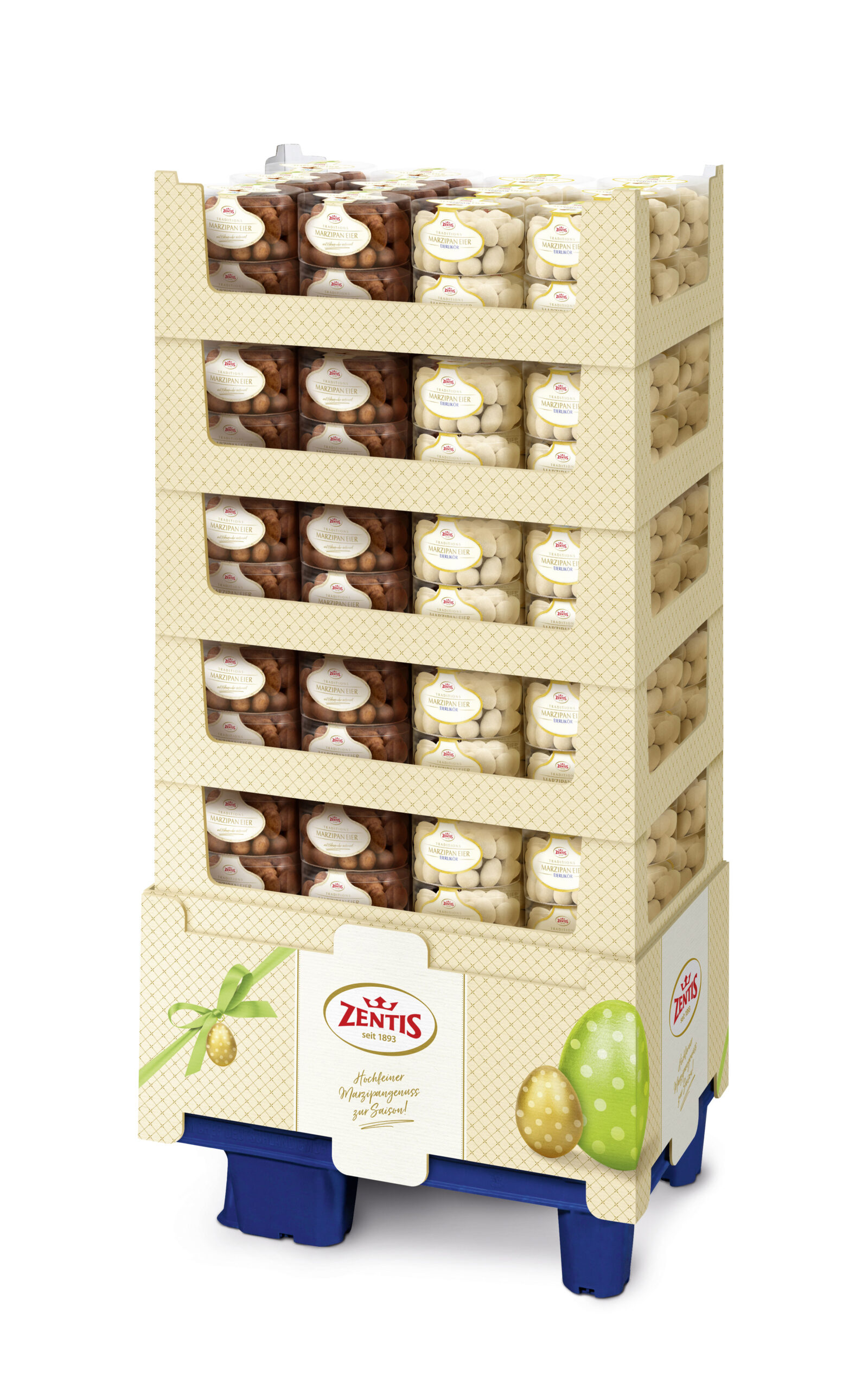 Zentis Marzipan Eier gepudert, Dose 2-fach sortiertes Display