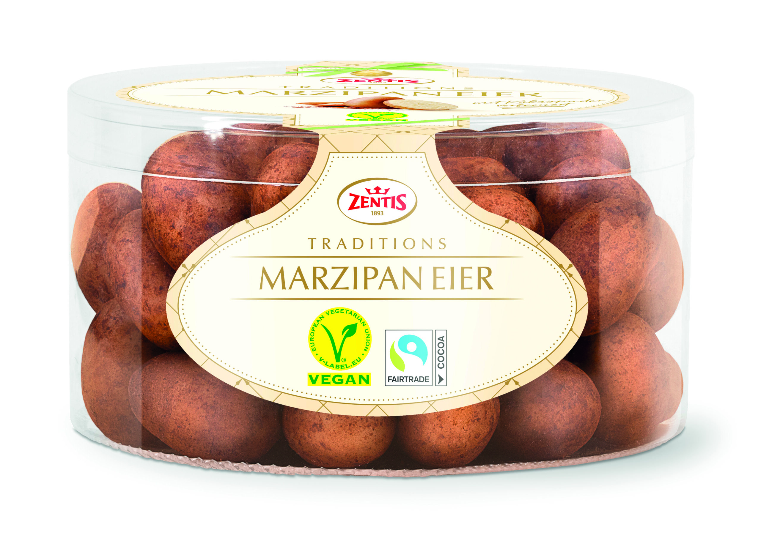 Zentis Marzipan Eier mit Kakaopuder, Dose