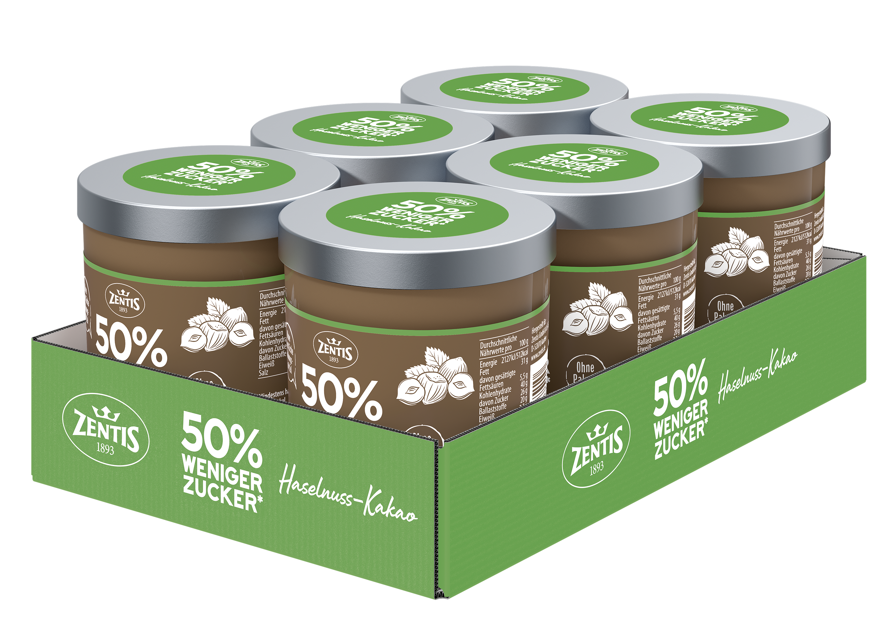 50% weniger Zucker Creme 200g, 6er Tray