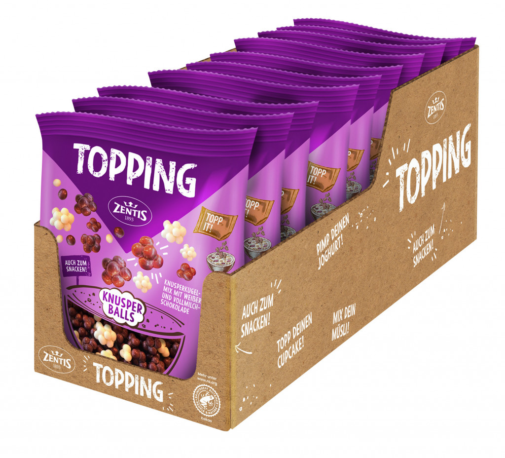 Zentis Topping Knusper Balls, Beutel 10er Tray