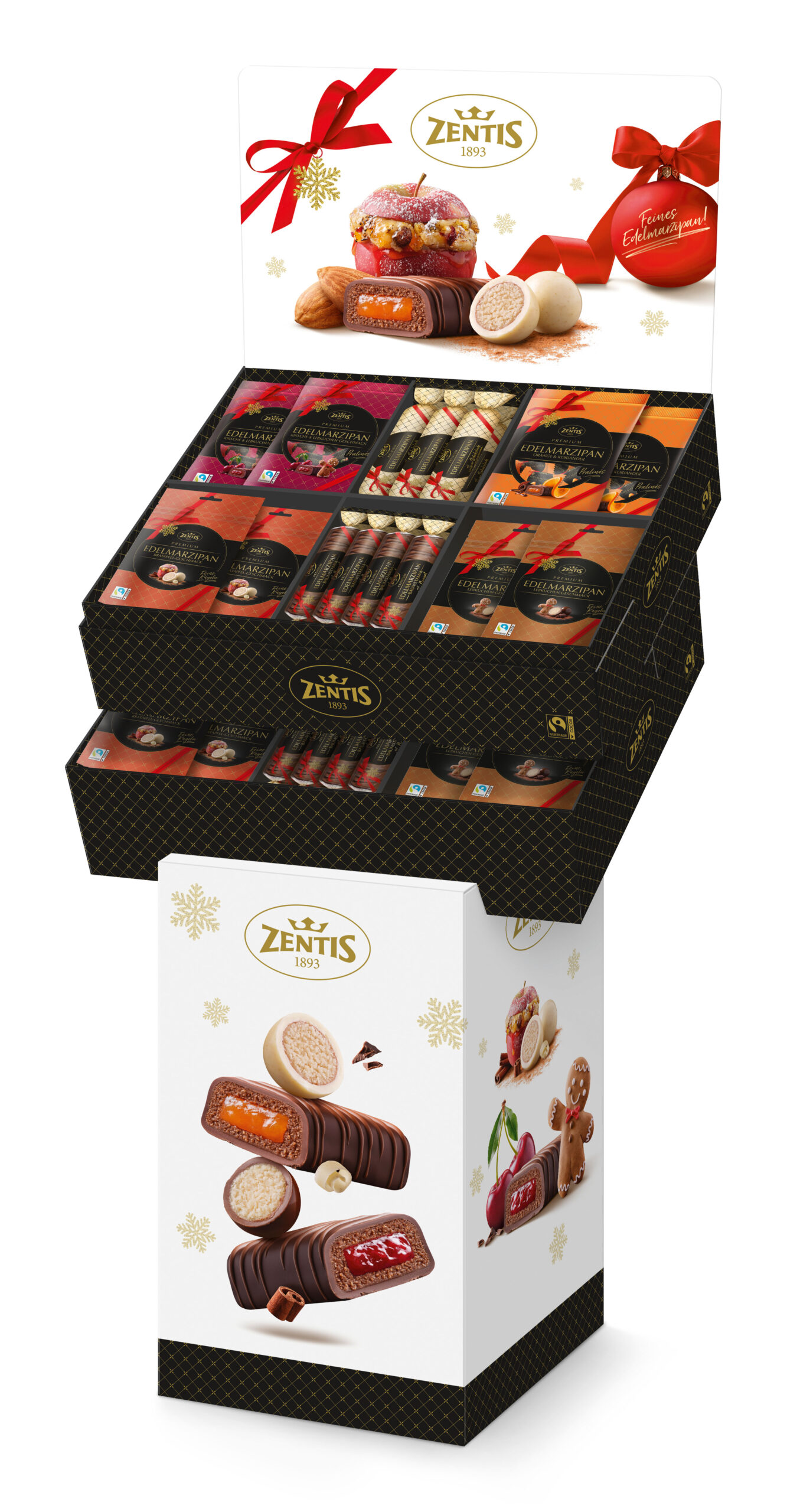 Zentis Edelmarzipan 2lagig Bodenaufsteller Winter sortiert