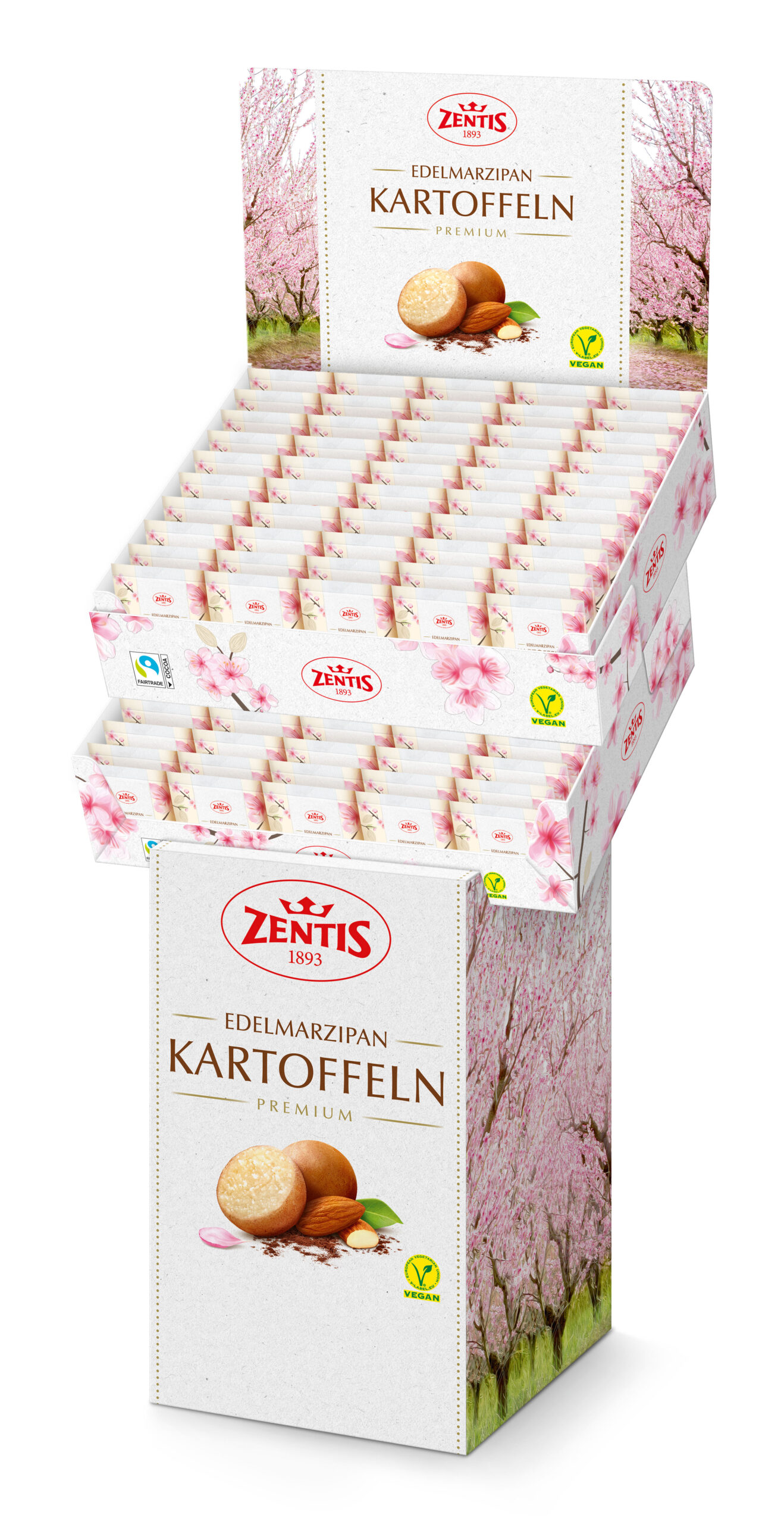 Edel-Marzipan Kartoffeln „Frühjahr“ 100er Bodenaufsteller