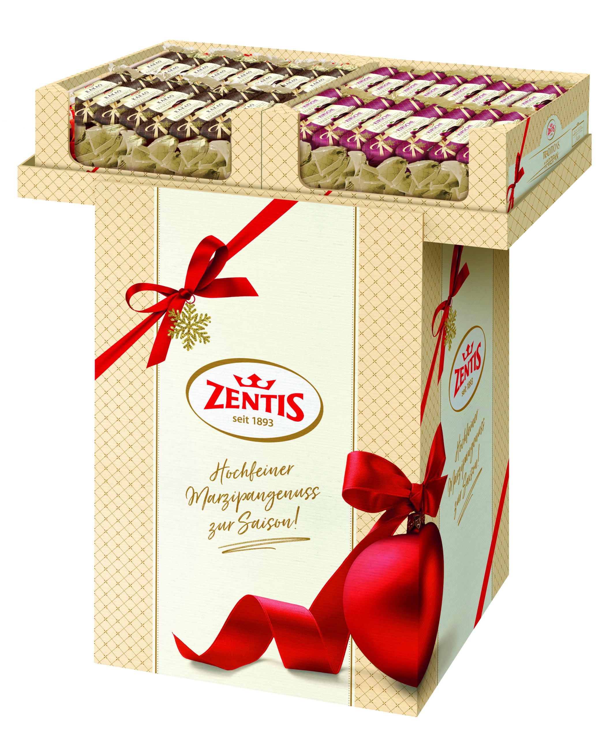 Zentis Marzipan Brot 100g, 140er Bodenaufsteller 2-fach sortiert