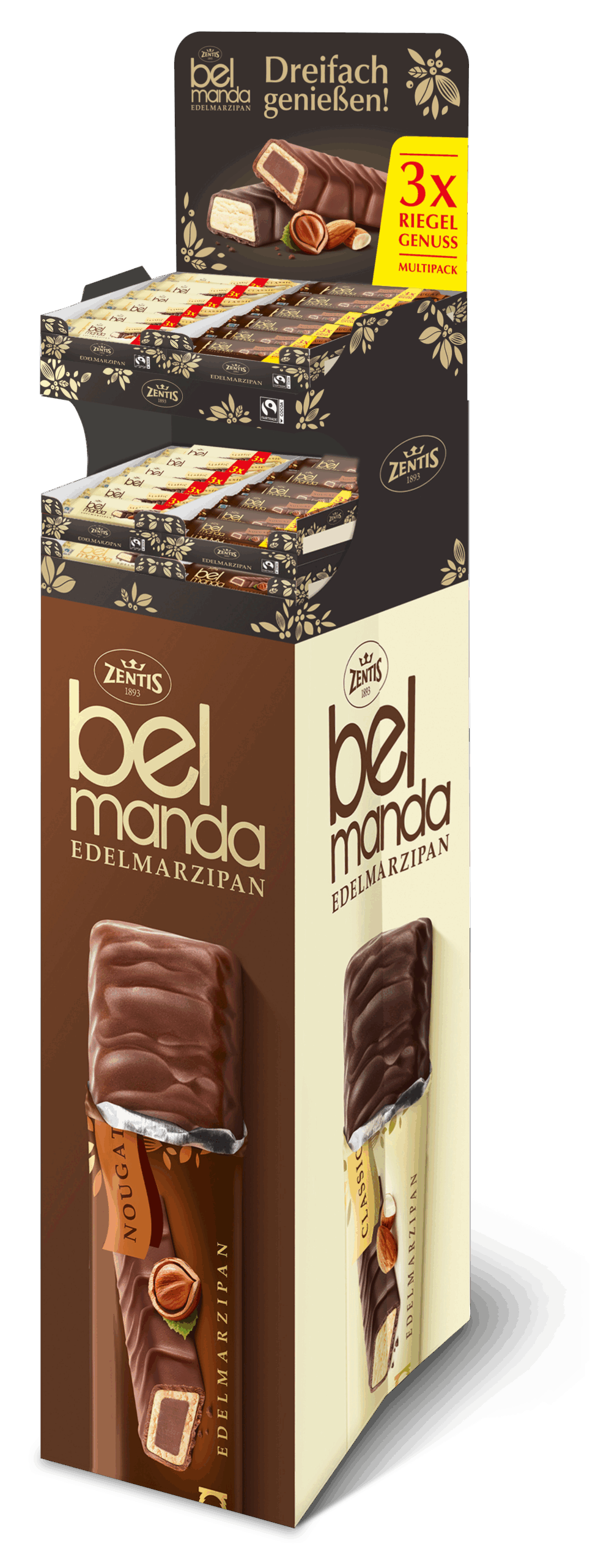 Belmanda 2-fach sortierter Bodenaufsteller, Multipack 3x40g