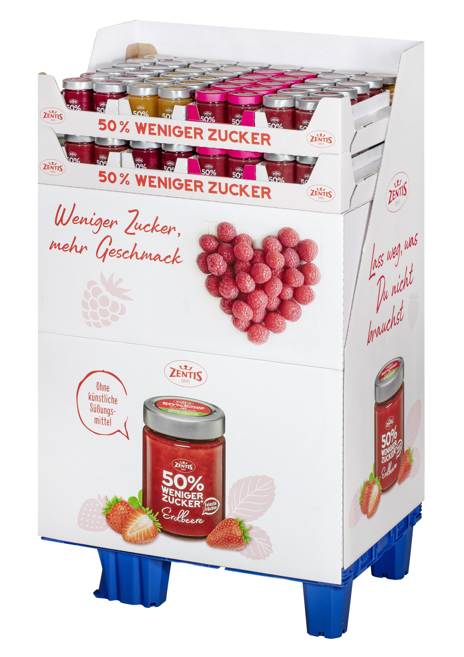 50% weniger Zucker 195g, 96er Mischdisplay 4-fach