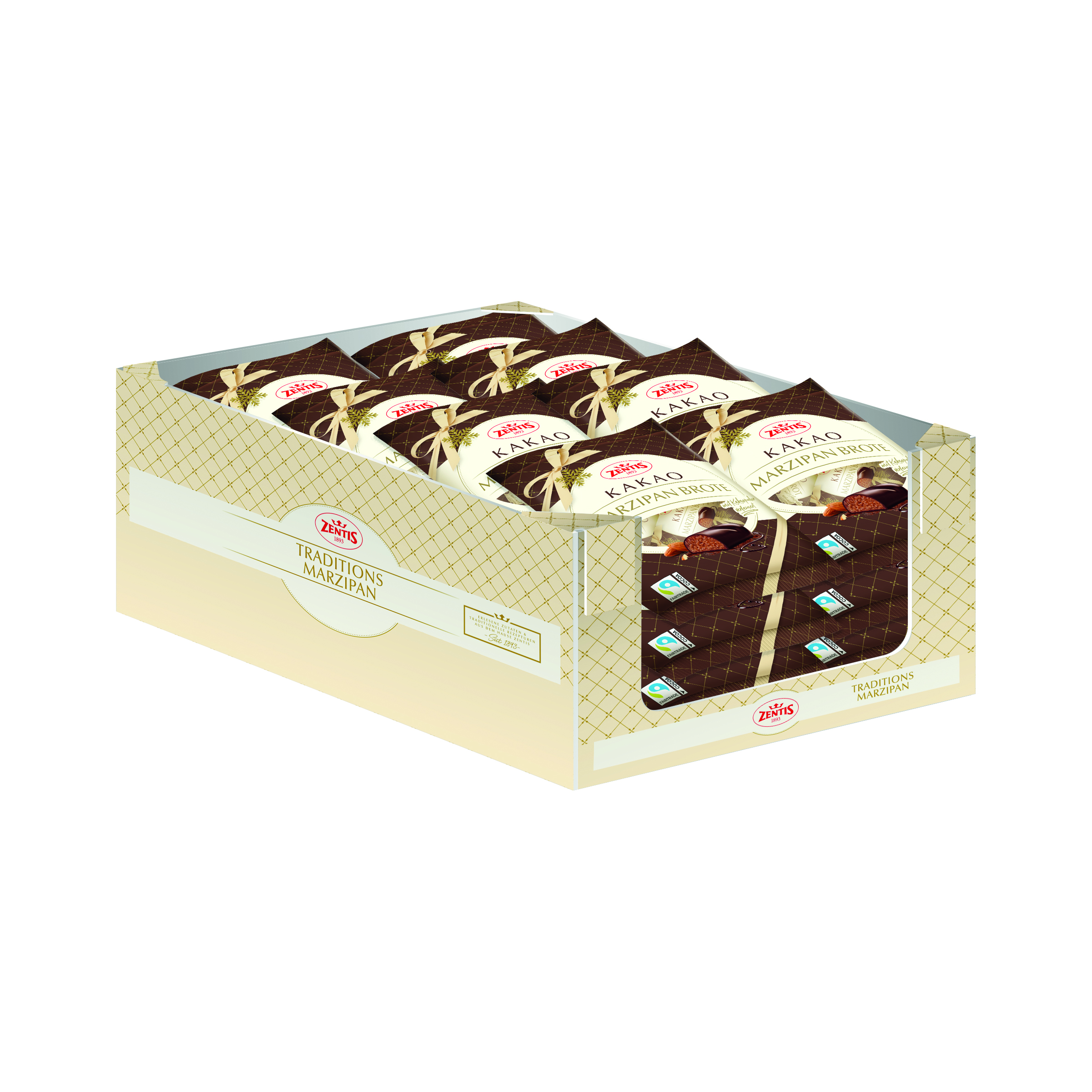 Zentis Marzipan Brote 4×23,5g Kakao im TW-Beutel, 36er Karton