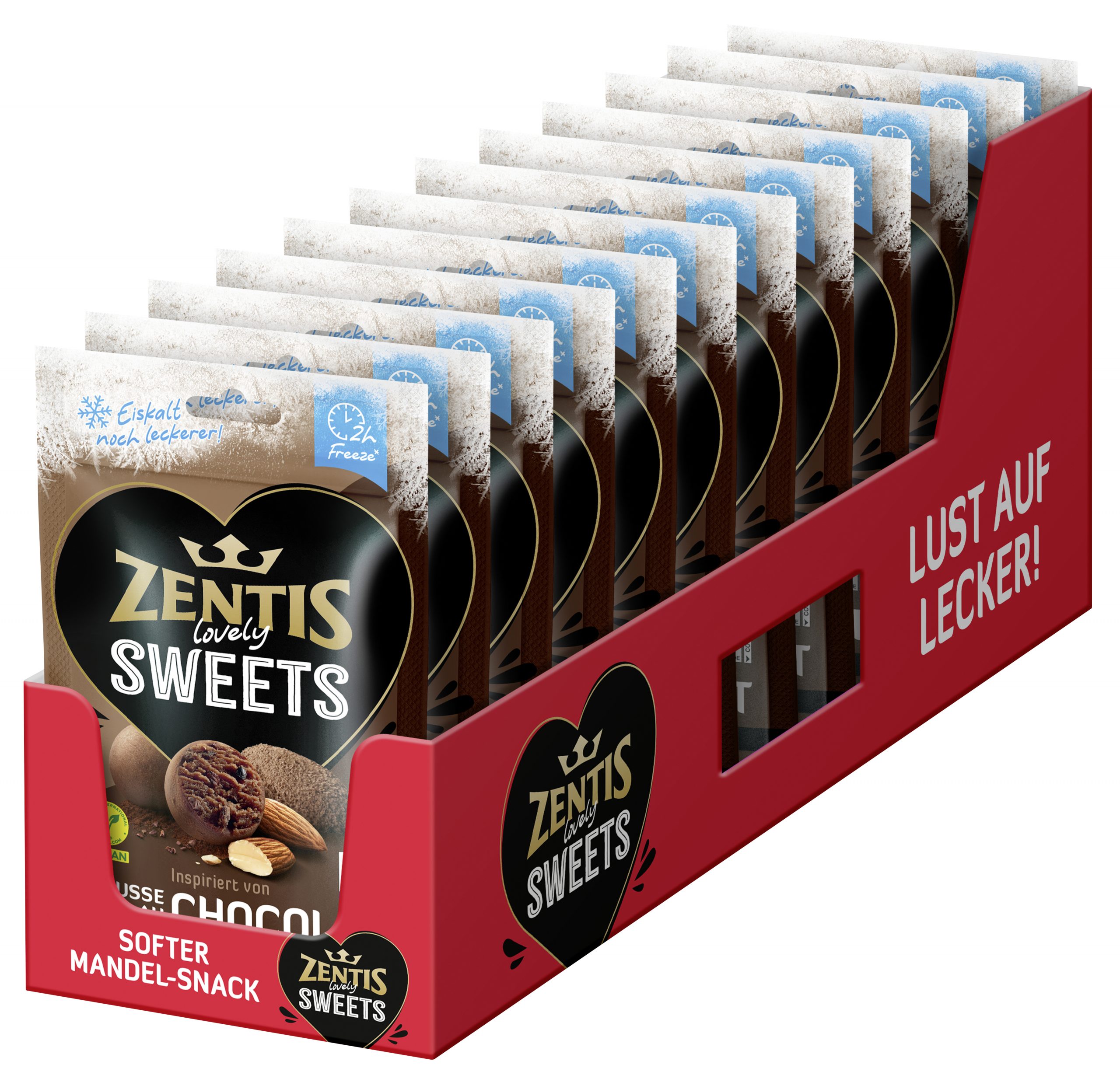 Zentis Lovely Sweets 90g, 12er Karton, Kakao-Marzipan-Kugeln Typ Mousse au Chocolate