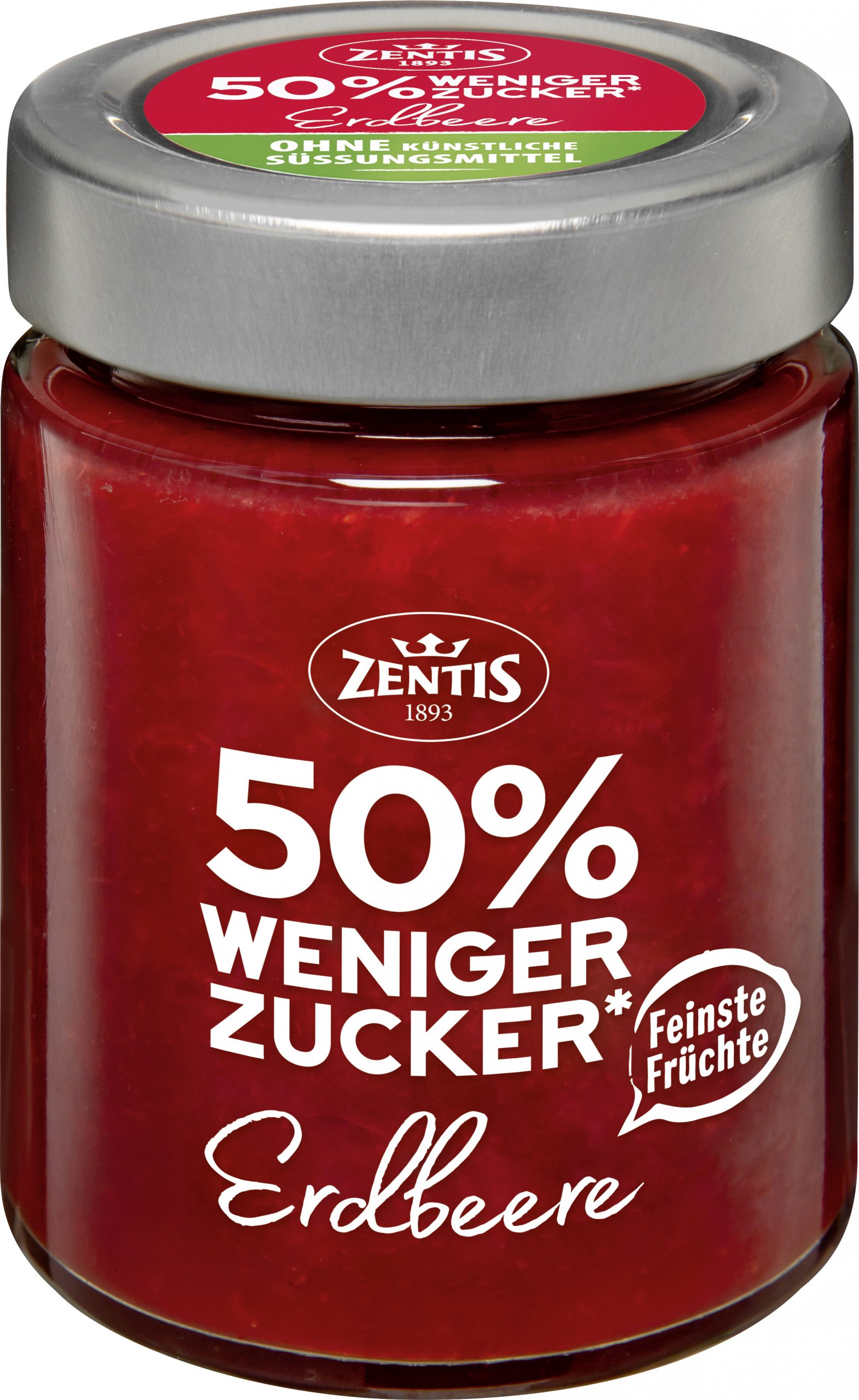 Zentis 50% weniger Zucker Fruchtaufstrich 195g, Erdbeere