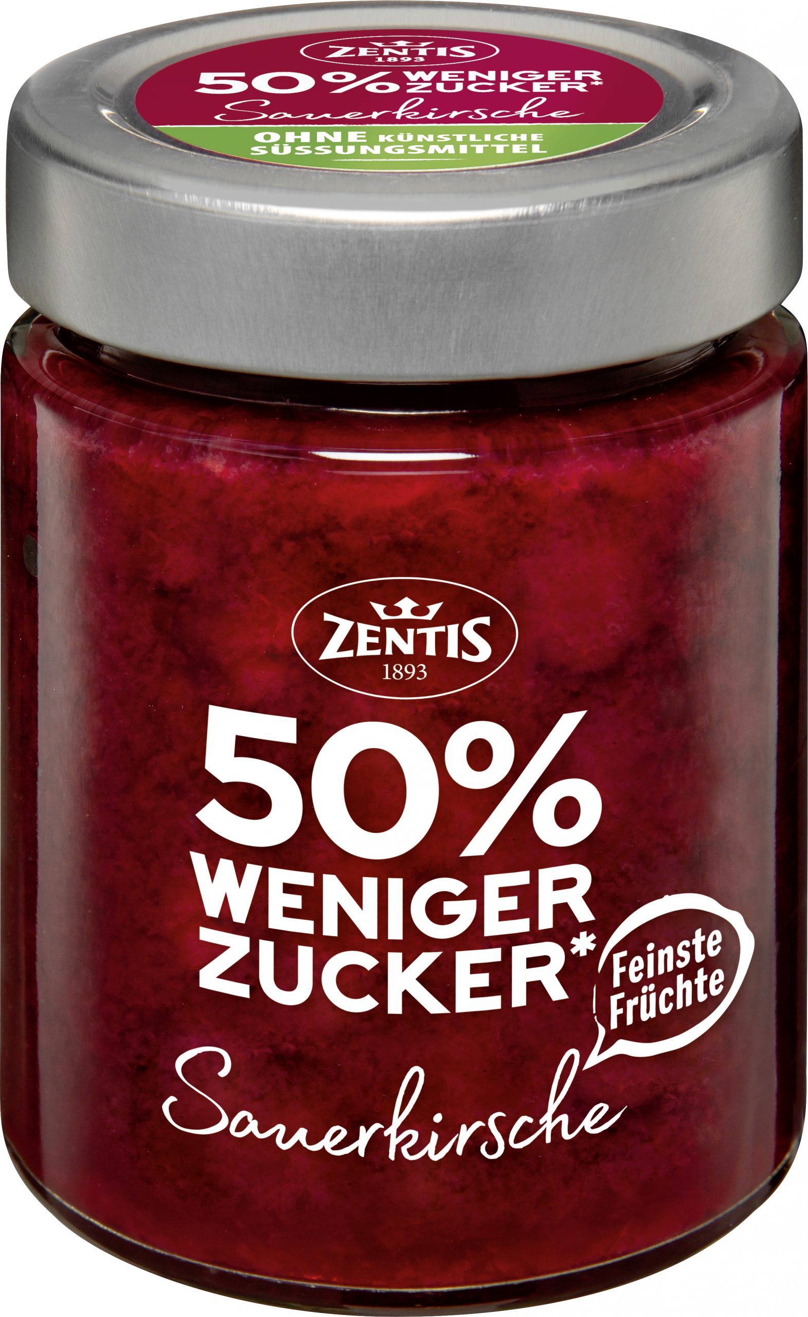 Zentis 50% weniger Zucker Fruchtaufstrich 195g, Sauerkirsche