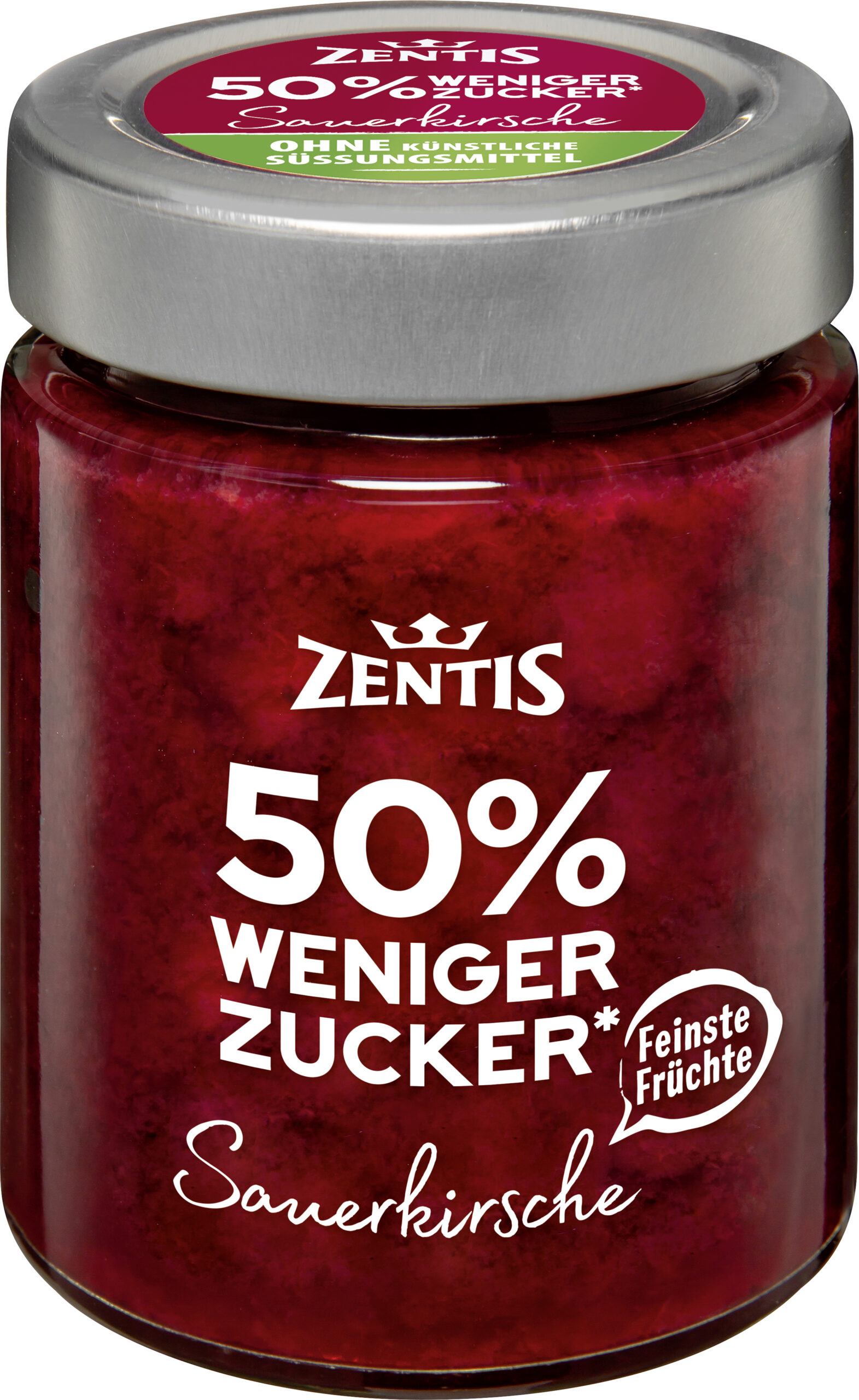 Zentis 50% weniger Zucker Fruchtaufstrich 195g, Sauerkirsche