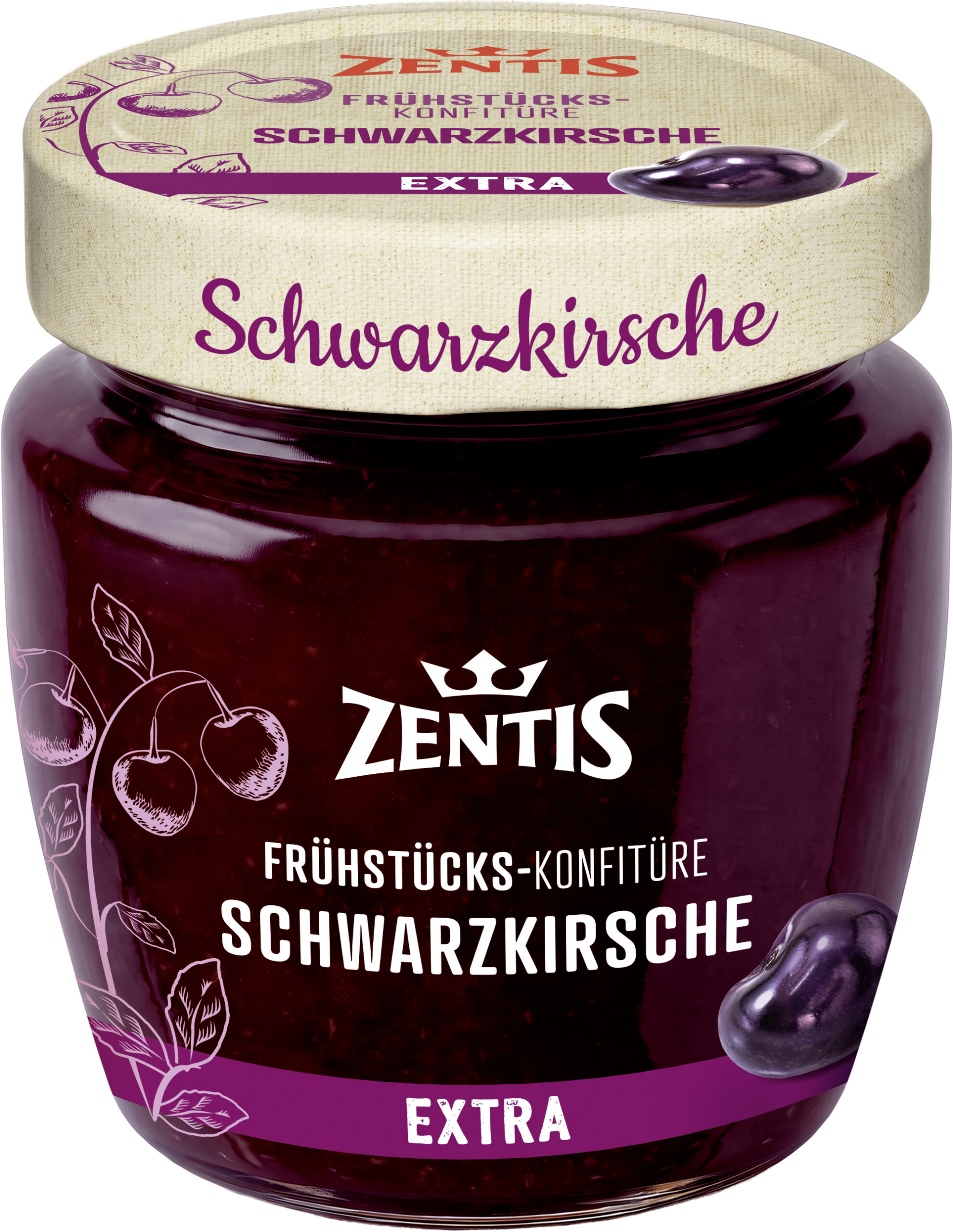 Zentis Frühstücks-Konfitüre Extra 230g, Schwarzkirsche