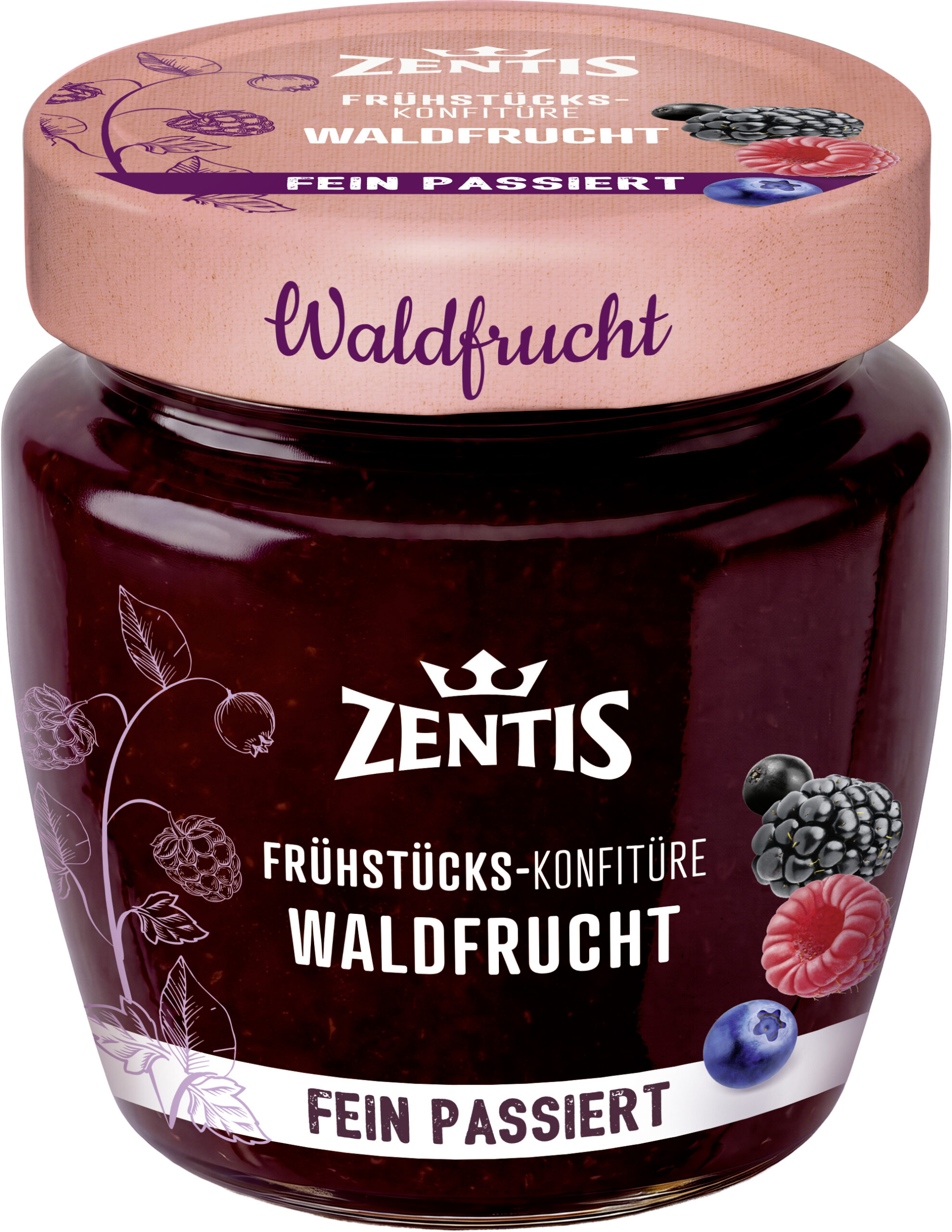 Zentis Frühstücks-Konfitüre 230g, Waldfrucht fein passiert