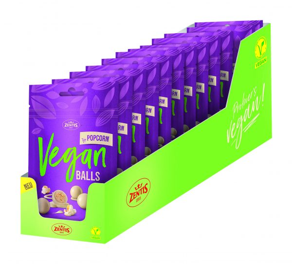 4062432004748 Zentis Vegan Balls 90g, Choco Popcorn, 12er Karton